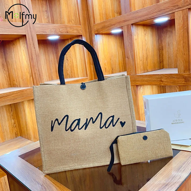 2 Pcs Linen Tote Bag Large Cap - Wedding Vendor ulasan dan harga
