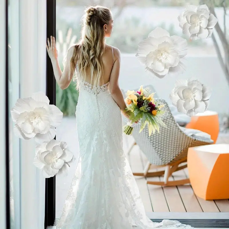 5 Packs of White Paper Flowers - Wedding Power Supply ulasan dan harga