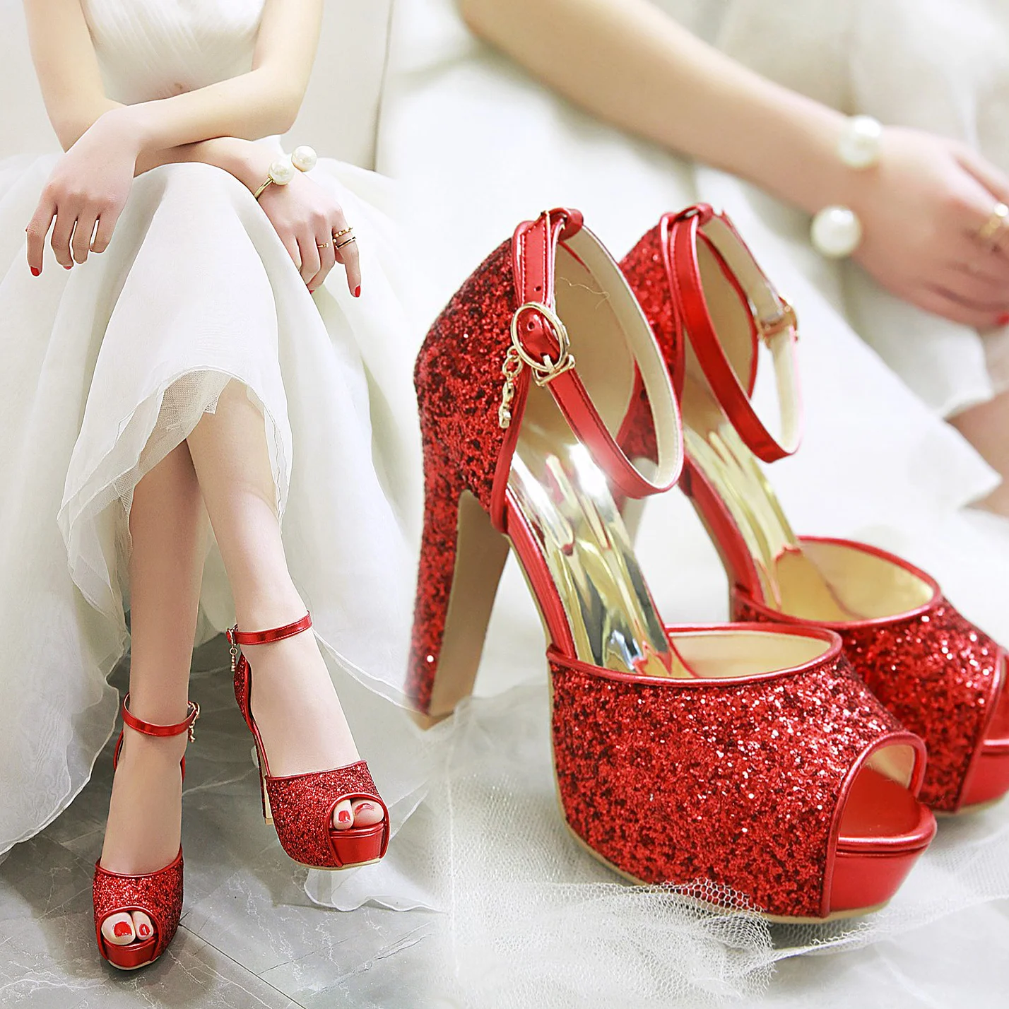 Silver Summer Women High Heel  - Wedding Fx ulasan dan harga