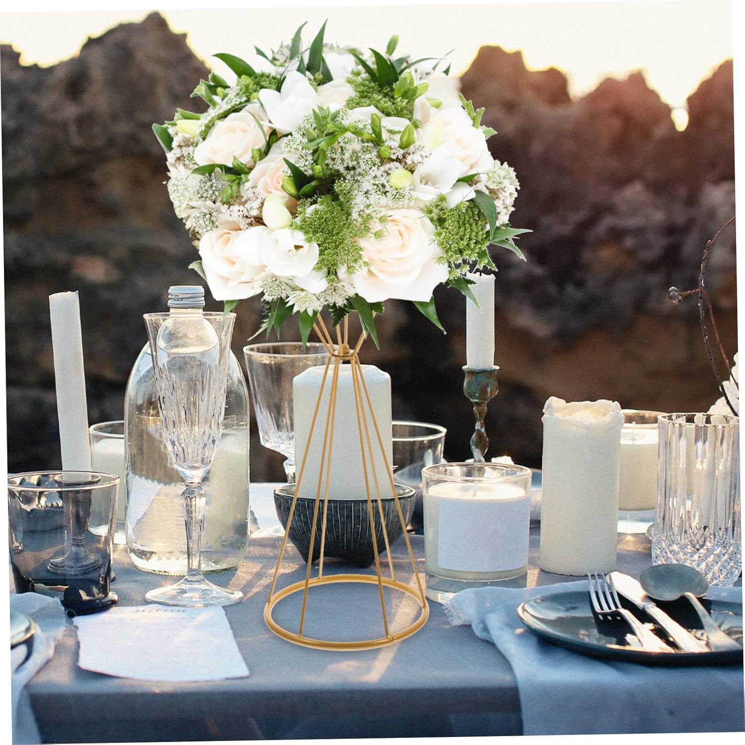 Gold Geometric Flower Stand Mo - Centerpiece Vase Tall ulasan dan harga