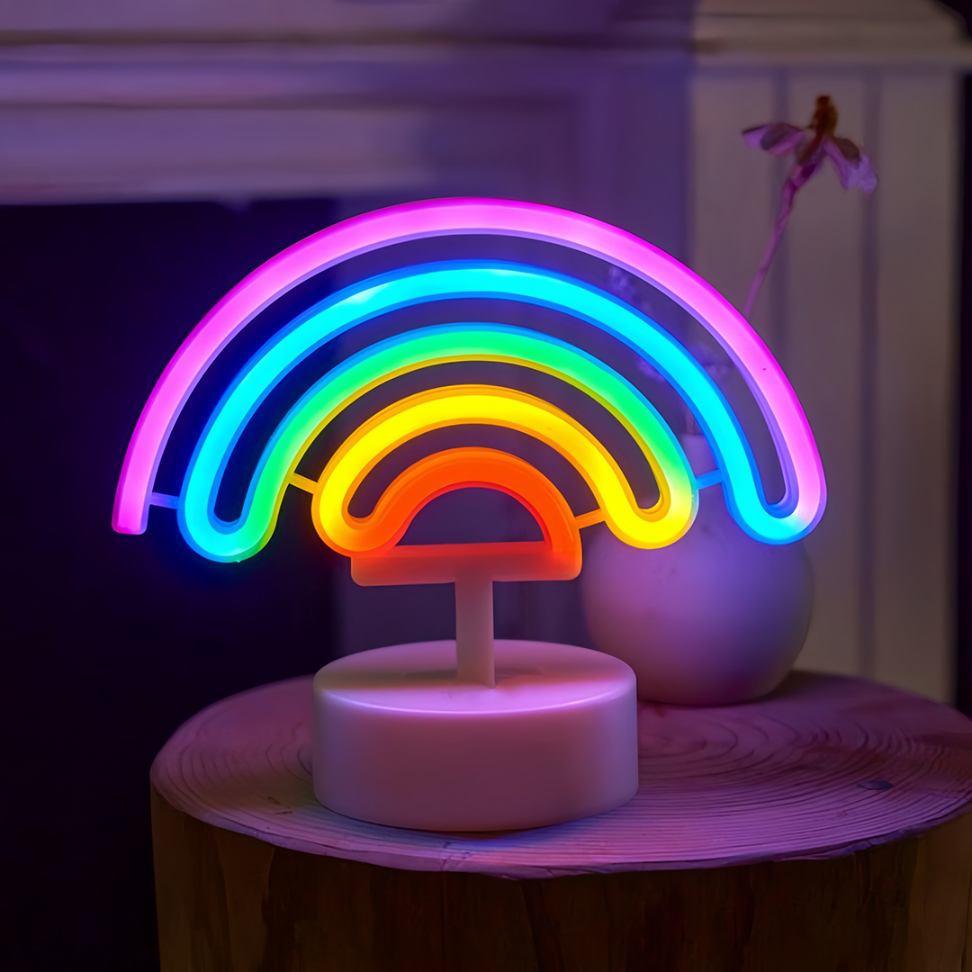 Cute Rainbow Neon Lights, USB  - Wedding Power Supply ulasan dan harga