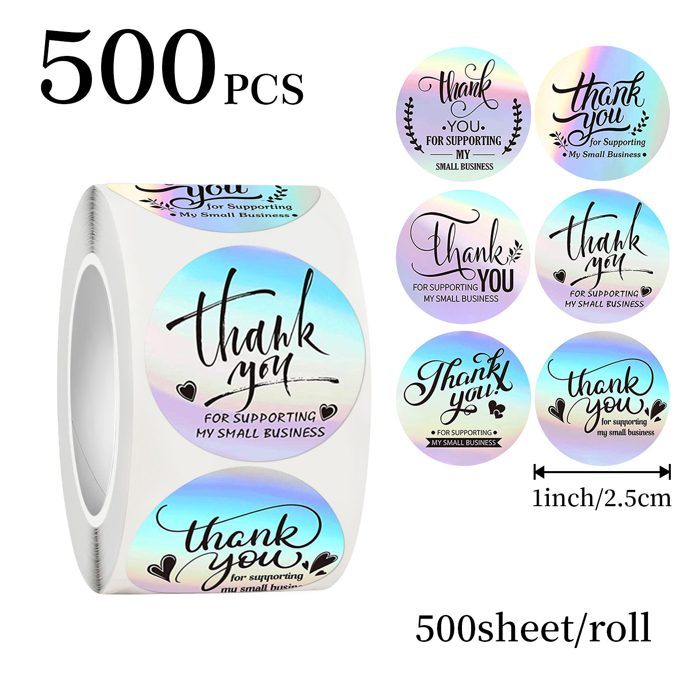 JCAC 500pcs/roll 1 Inch Hologr - Wedding Favor Box ulasan dan harga