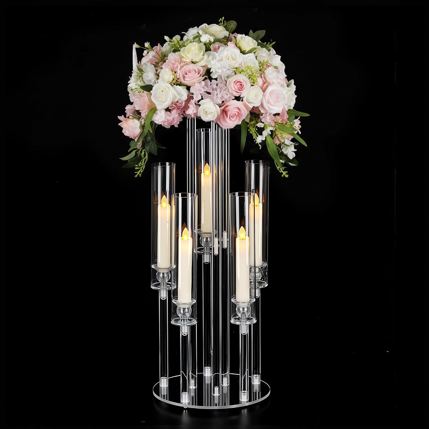 Clear 5-Arm Acrylic Candelabra - Centerpiece Vase Tall ulasan dan harga