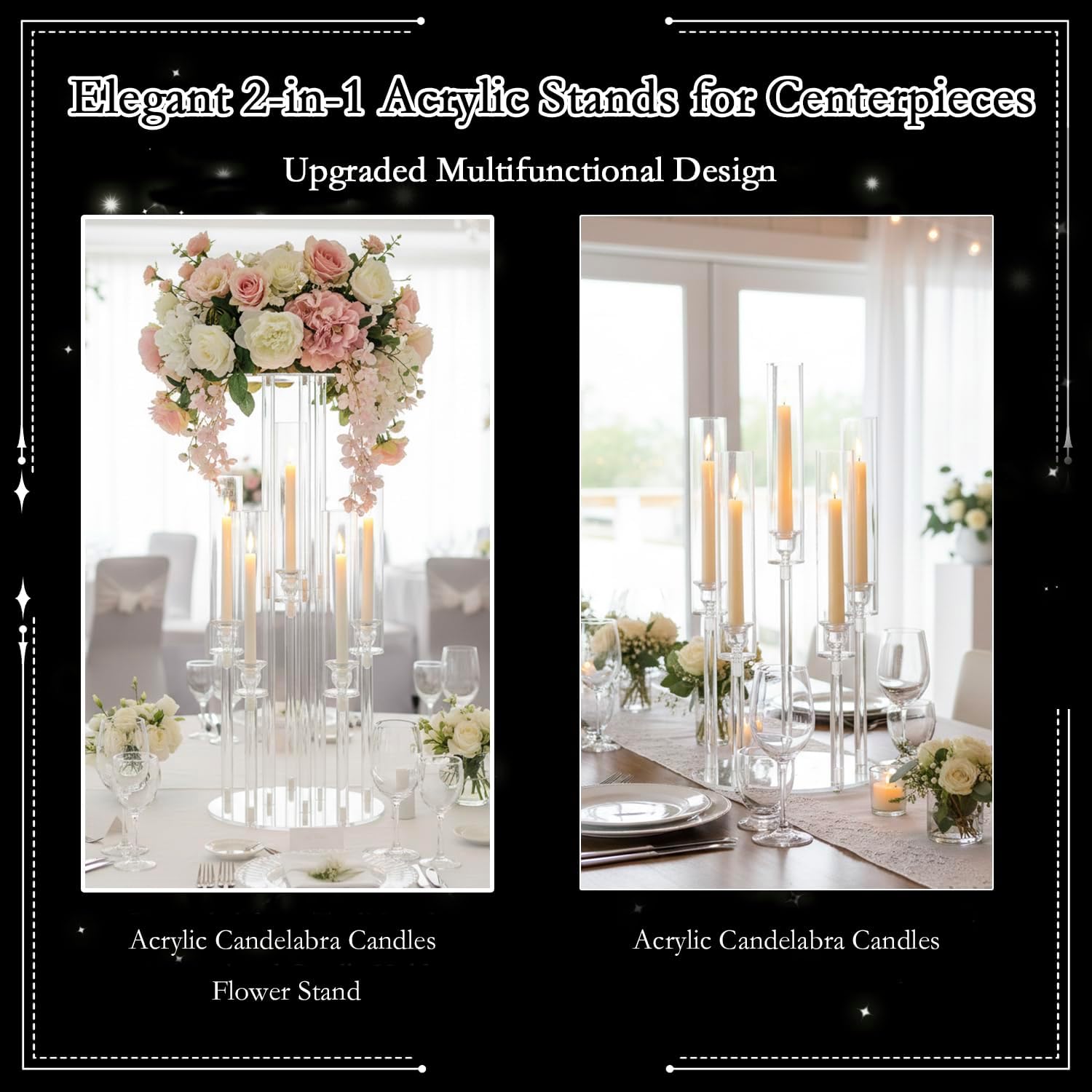 Clear 5-Arm Acrylic Candelabra - Centerpiece Vase Tall ulasan dan harga