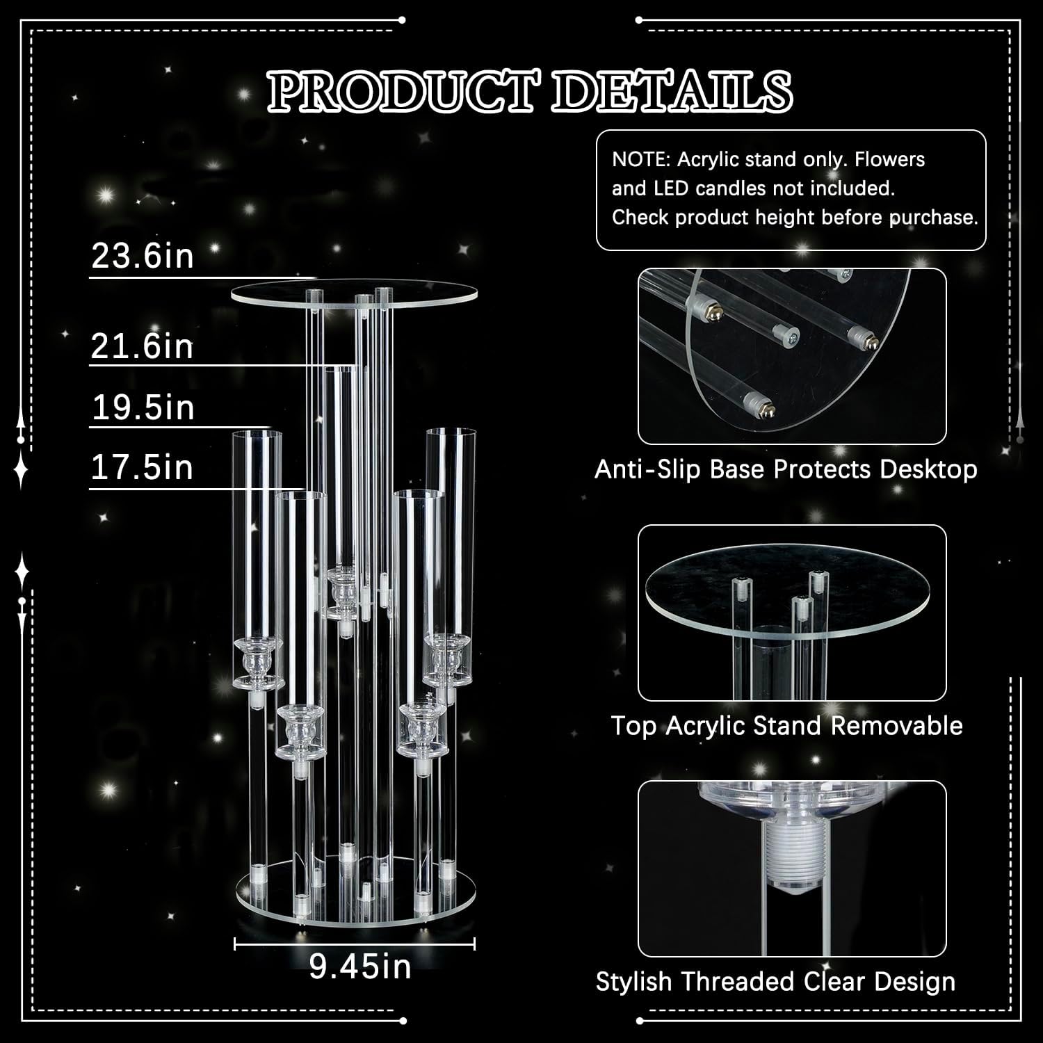 Clear 5-Arm Acrylic Candelabra - Centerpiece Vase Tall ulasan dan harga
