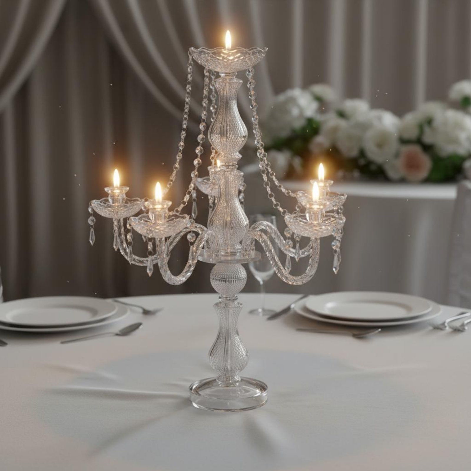 Crystal Candelabra Elegant Wed - Wedding Decoration Supply ulasan dan harga