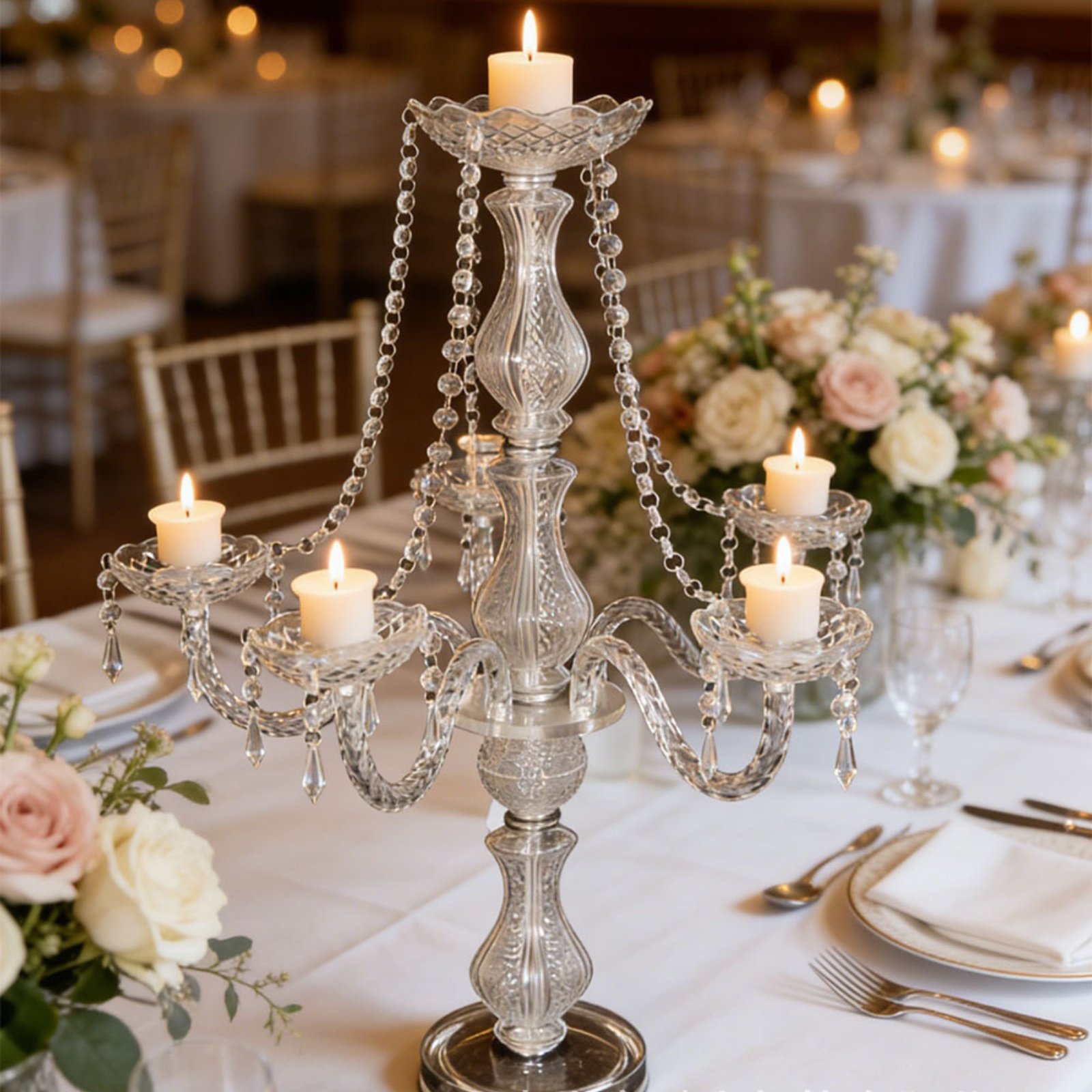 Crystal Candelabra Elegant Wed - Wedding Decoration Supply ulasan dan harga