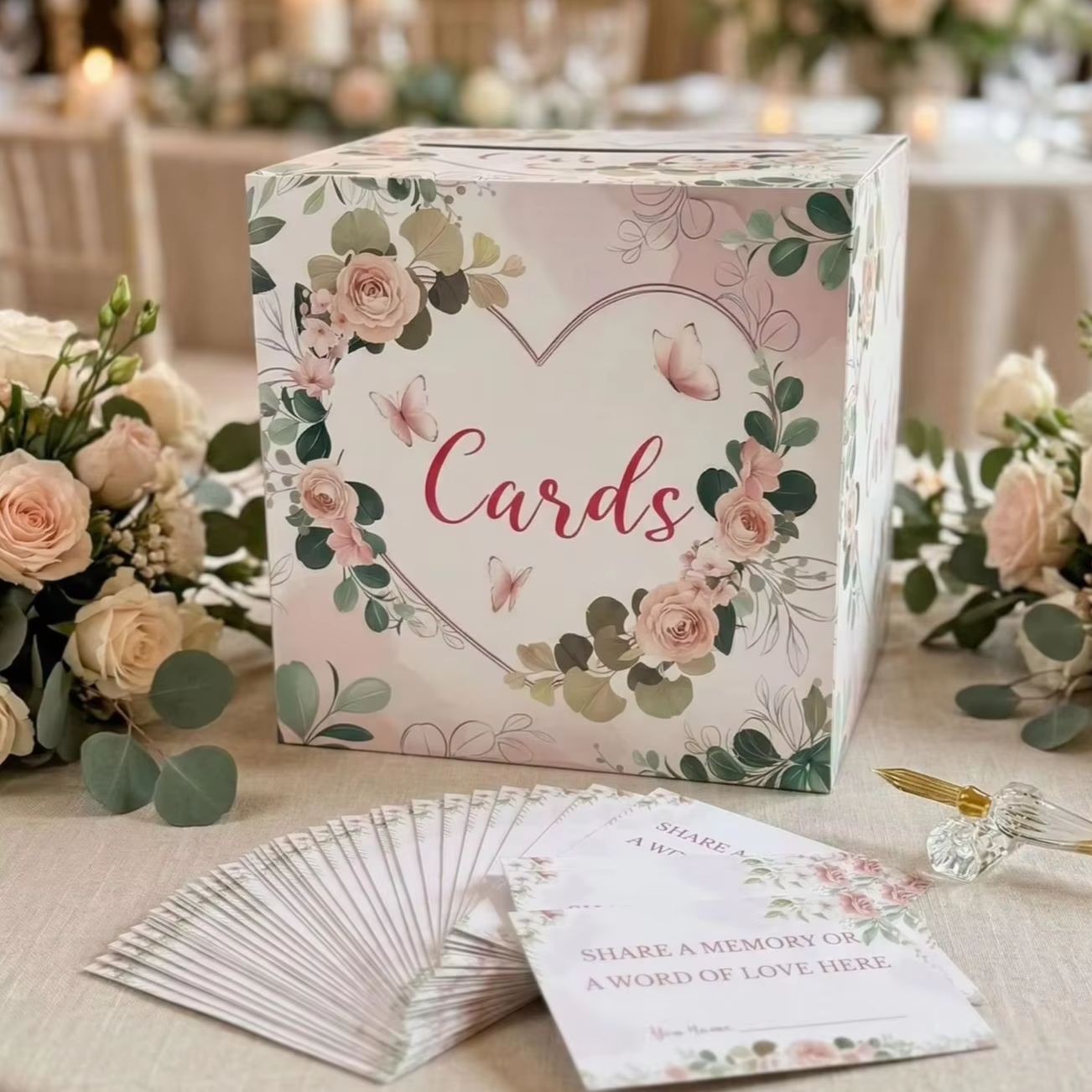 White Floral Wedding Card Box  - Wedding Supply.Box ulasan dan harga
