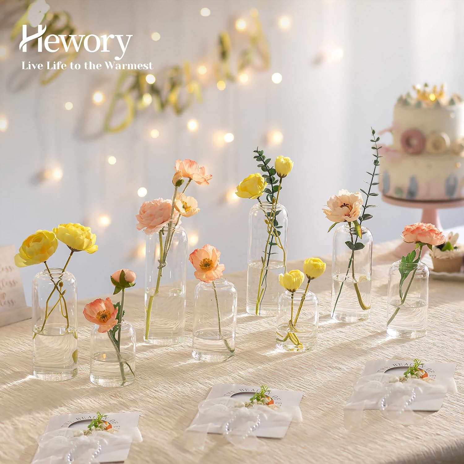 Hewory Glass Bud Vases for Flo - Centerpiece Vase Tall ulasan dan harga