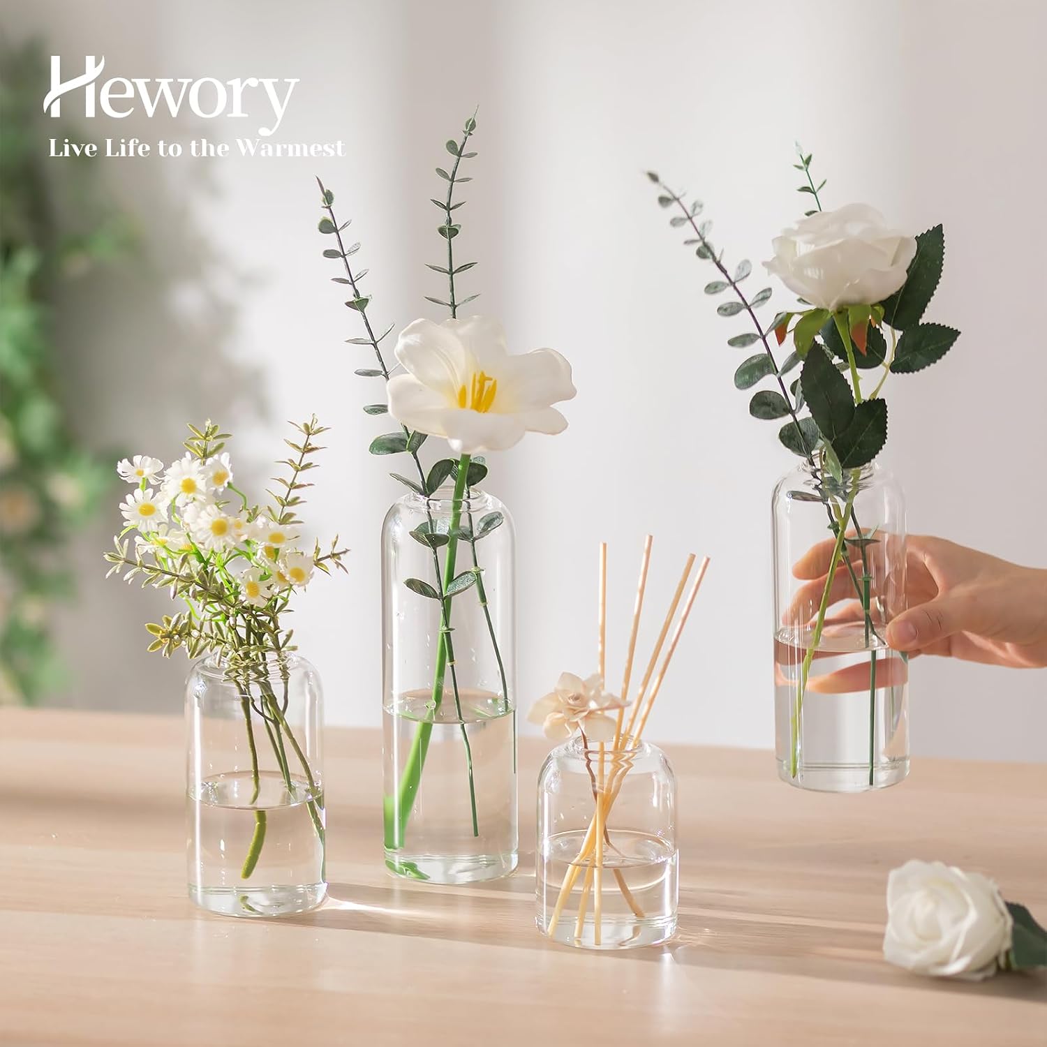 Hewory Glass Bud Vases for Flo - Centerpiece Vase Tall ulasan dan harga
