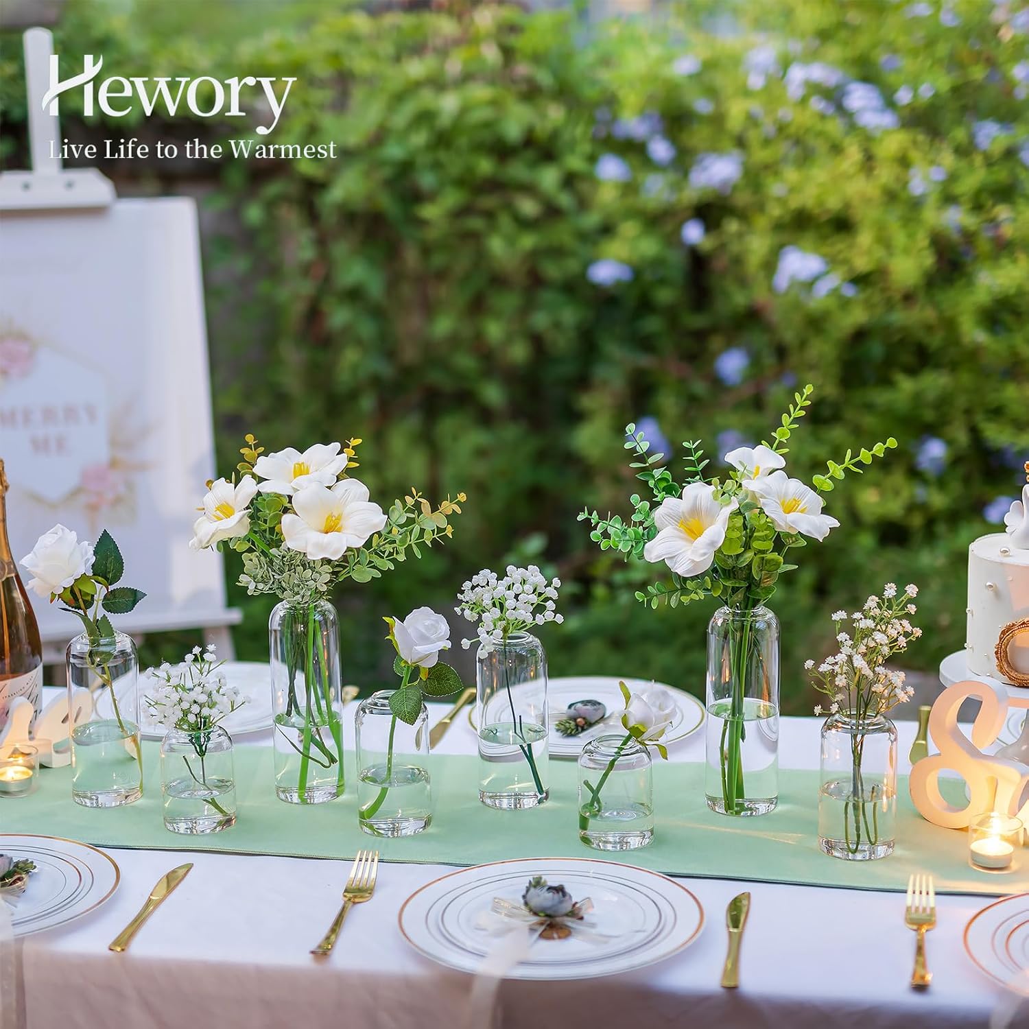 Hewory Glass Bud Vases for Flo - Centerpiece Vase Tall ulasan dan harga