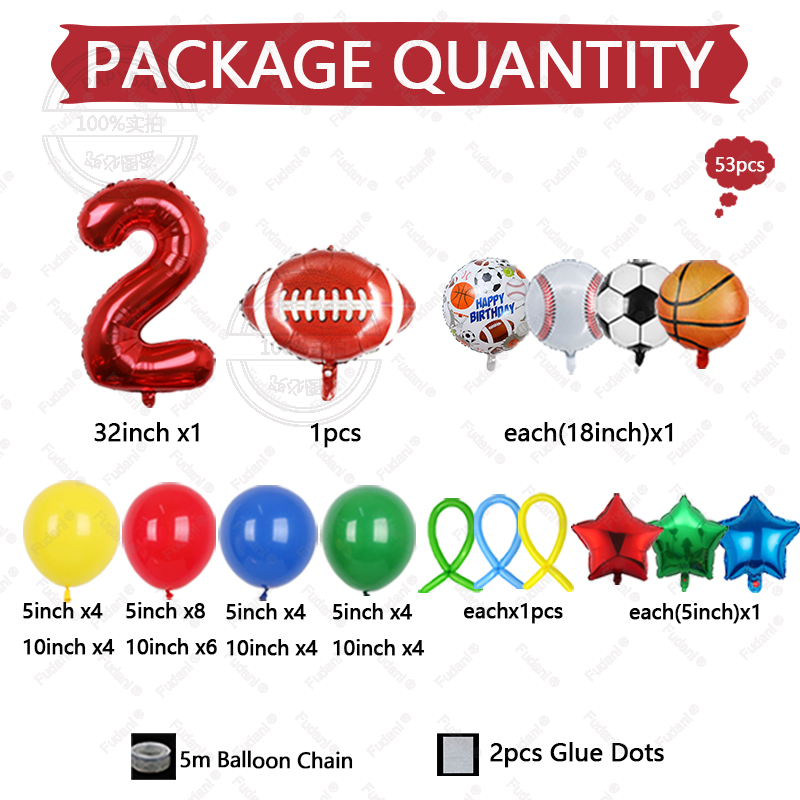 53Pcs Sports Theme 1-9th Birth - Supply Wedding Venue ulasan dan harga