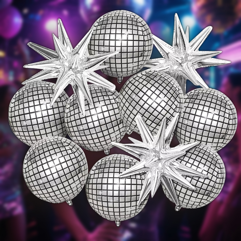8pcs Silver Disco Explosion St - Supply Wedding Venue ulasan dan harga